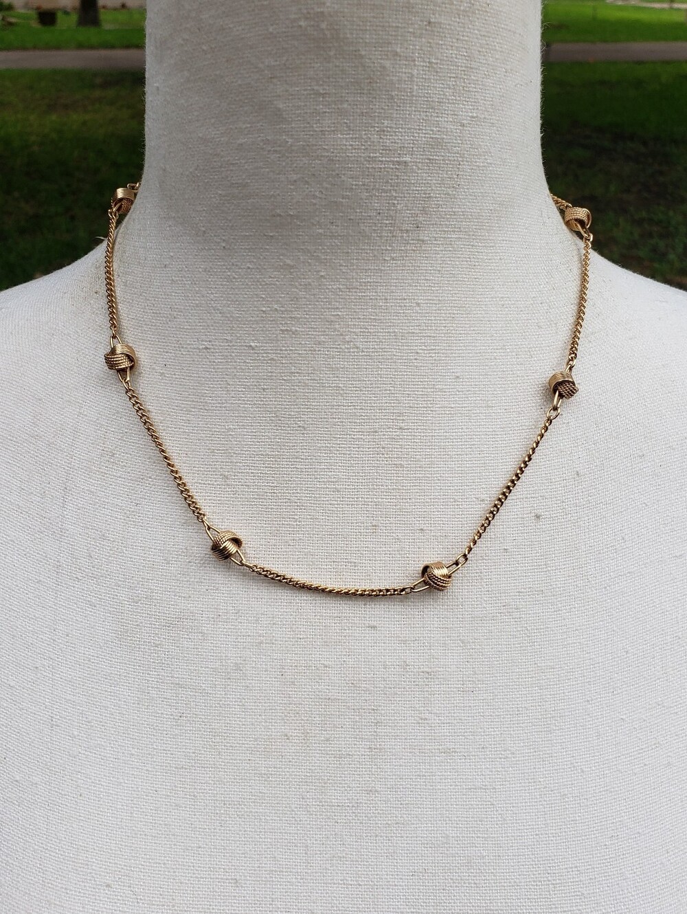 Gold-Tone Love Knot Vintage Necklace By Avon